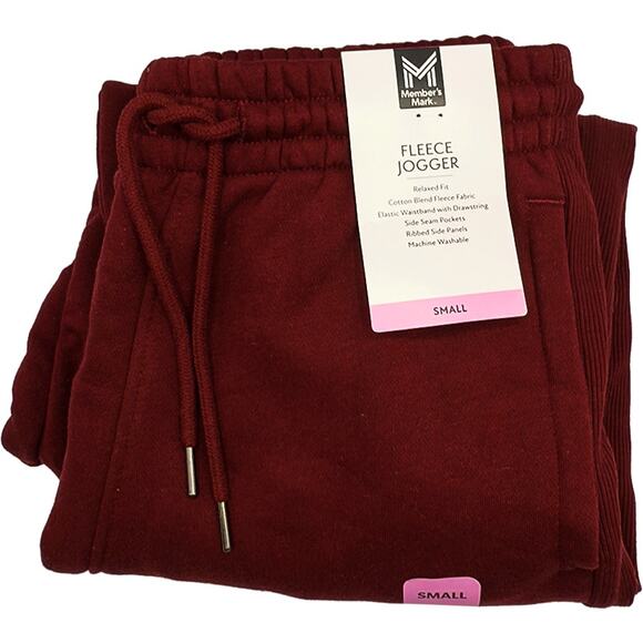 New Member's Mark Relaxed Fit Soft Fleece Jogger Dark Red Women's Small NWT - Picture 4 of 7